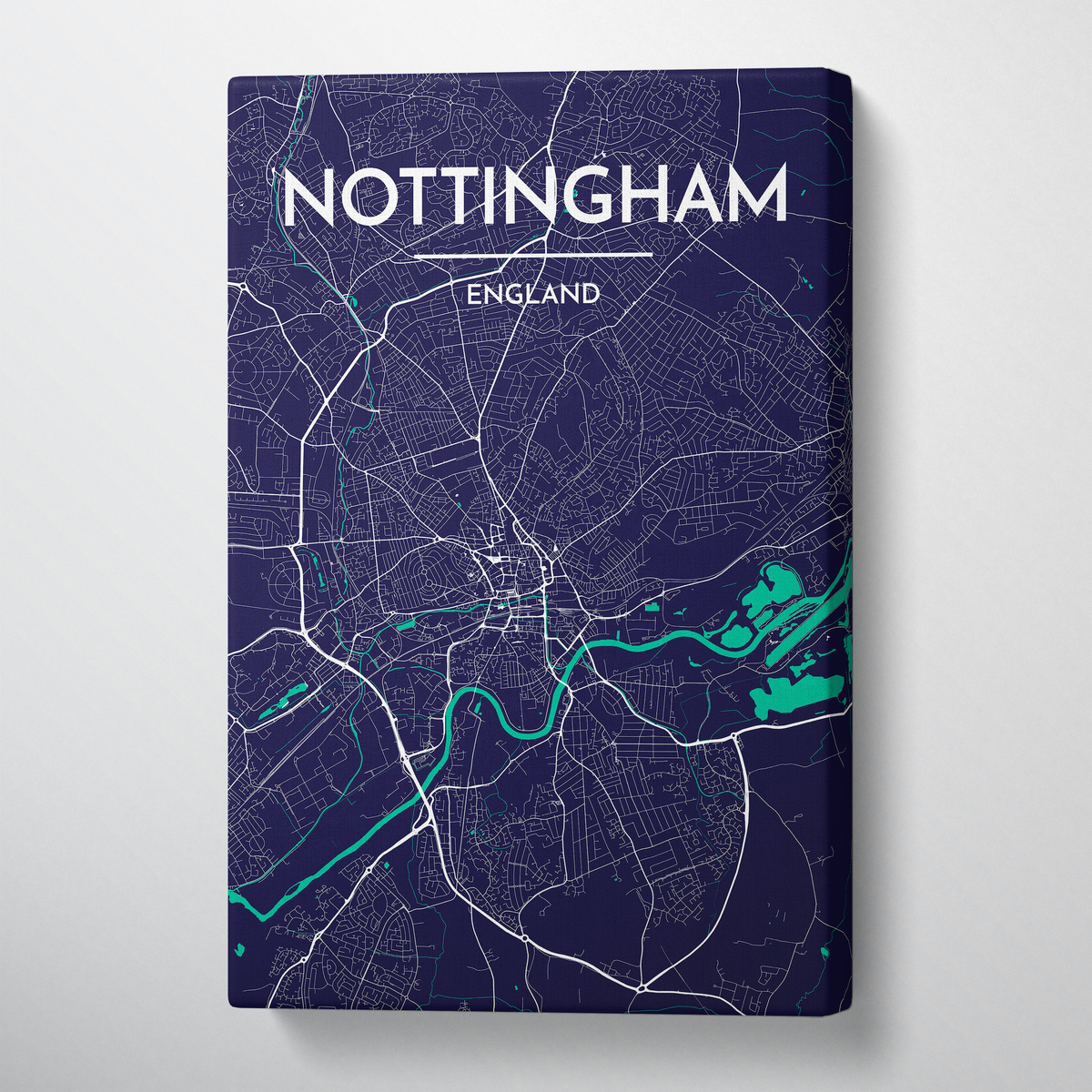 Nottingham City Map Canvas Wrap - Point Two Design
