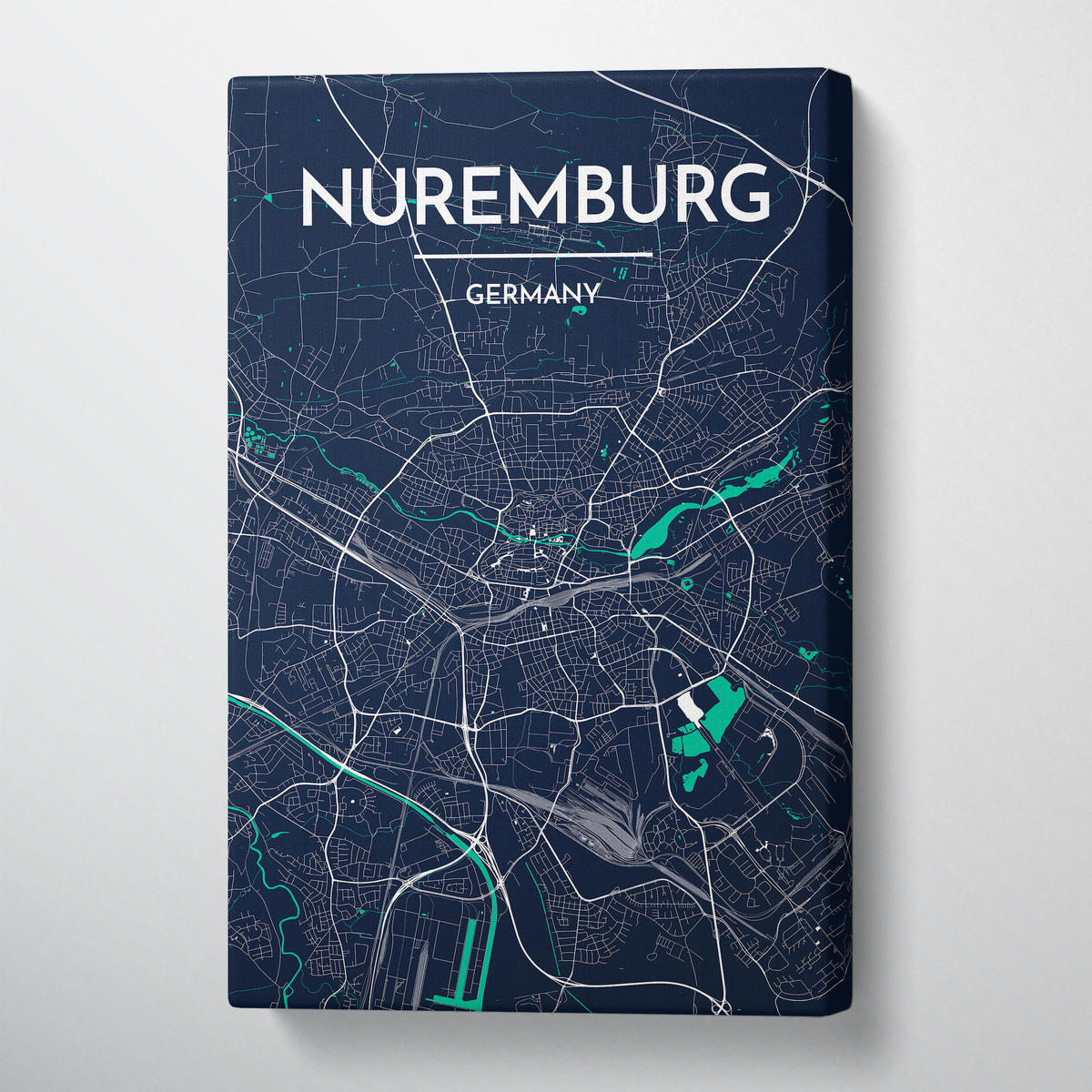 Nuremburg Map Art - Canvas Wrap