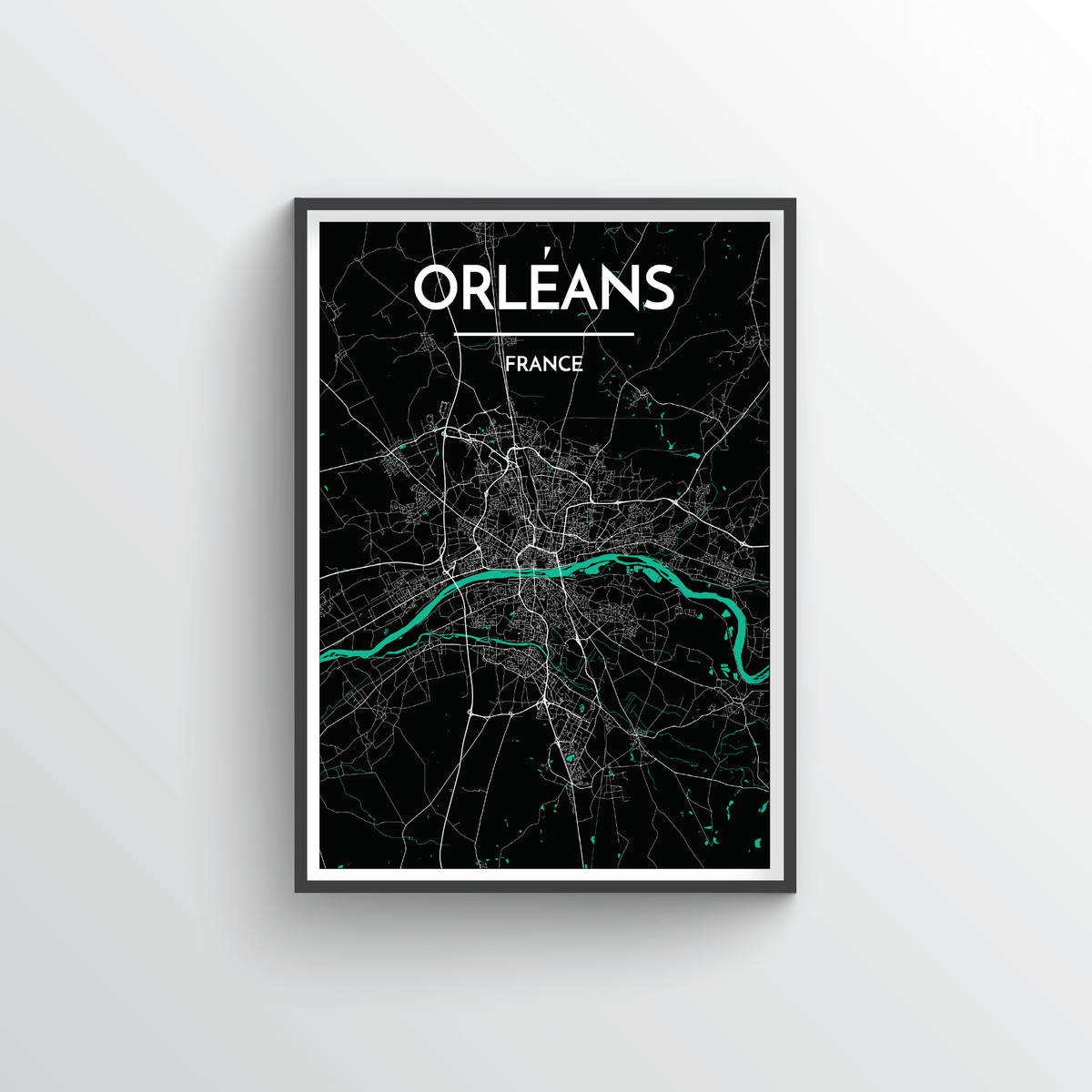 Orleans City Map Art Print - Point Two Design - Black &amp; White Print