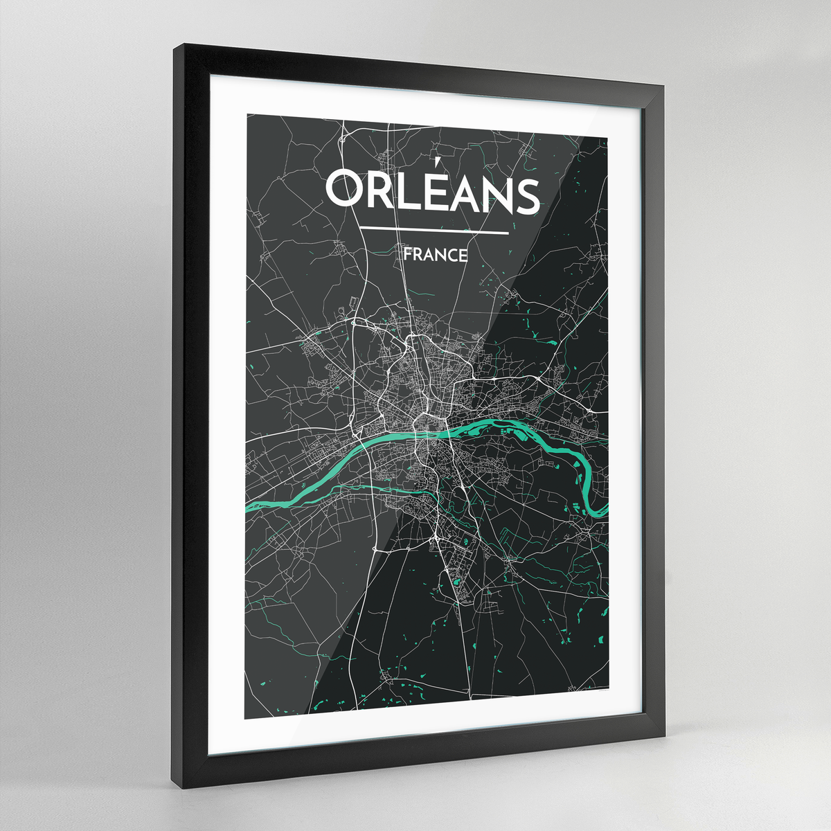 Framed Orleans City Map Art Print - Point Two Design