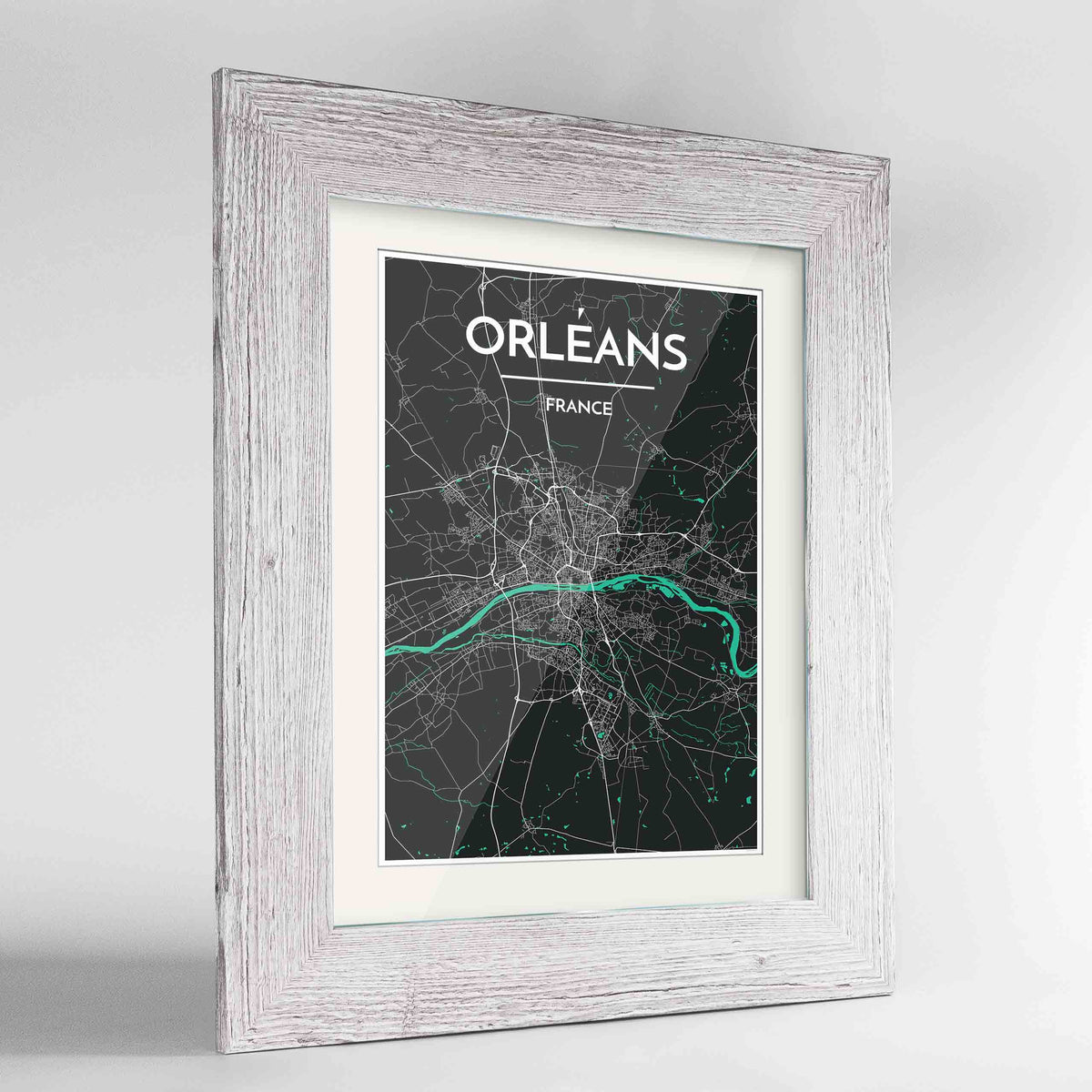 Framed Orleans Map Art Print 24x36&quot; Western White frame Point Two Design Group