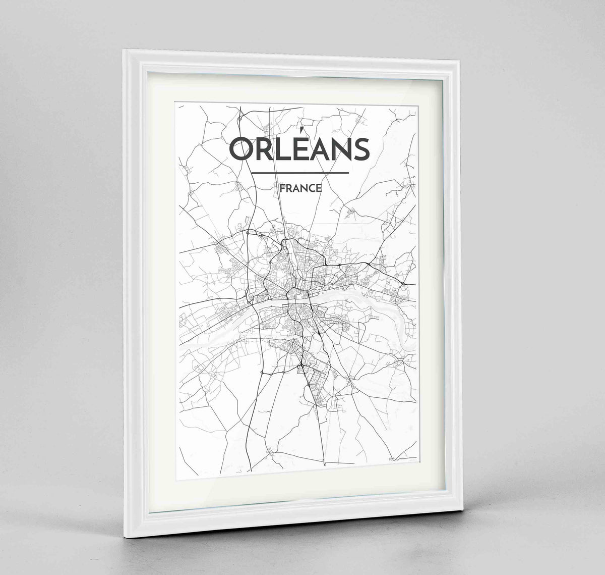 Framed Orleans Map Art Print 24x36&quot; Traditional White frame Point Two Design Group