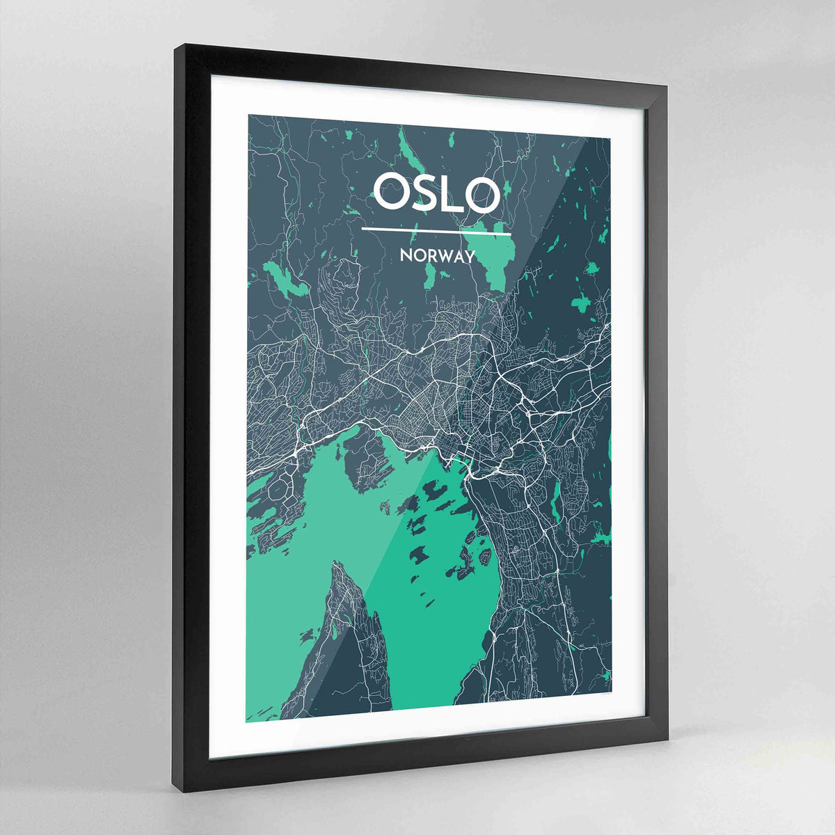 Framed Oslo City Map Art Print - Point Two Design