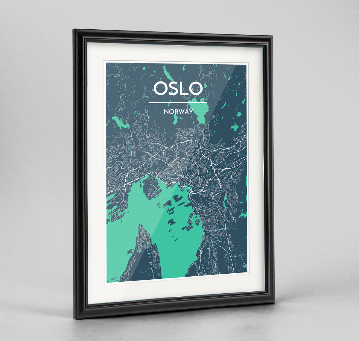 Framed Oslo City Map Art Print - Point Two Design