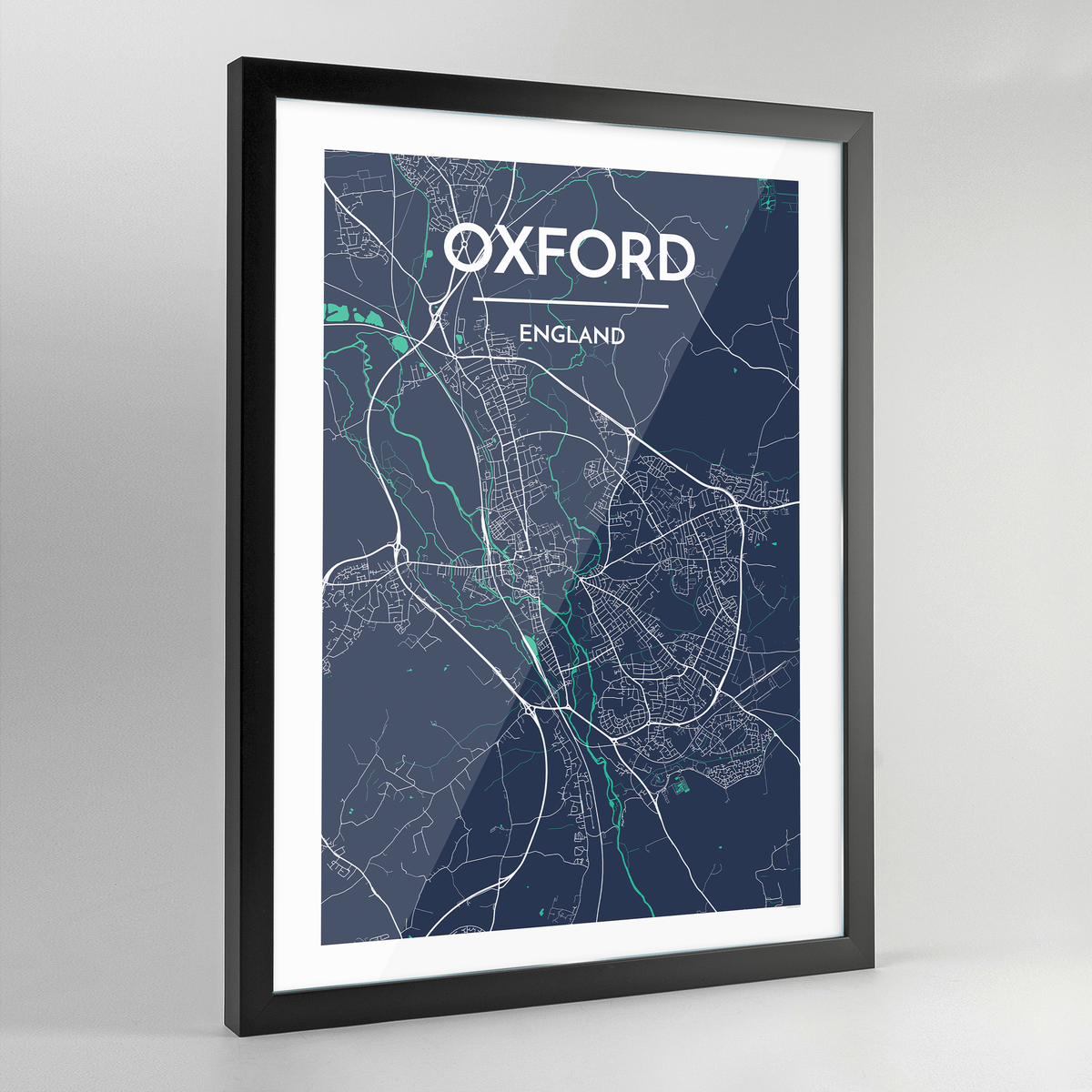 Framed Oxford City Map Art Print - Point Two Design