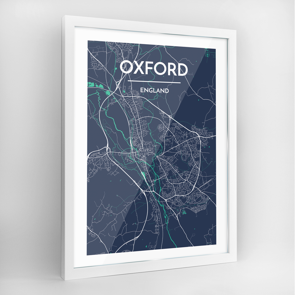 Oxford Map Art Print - Framed