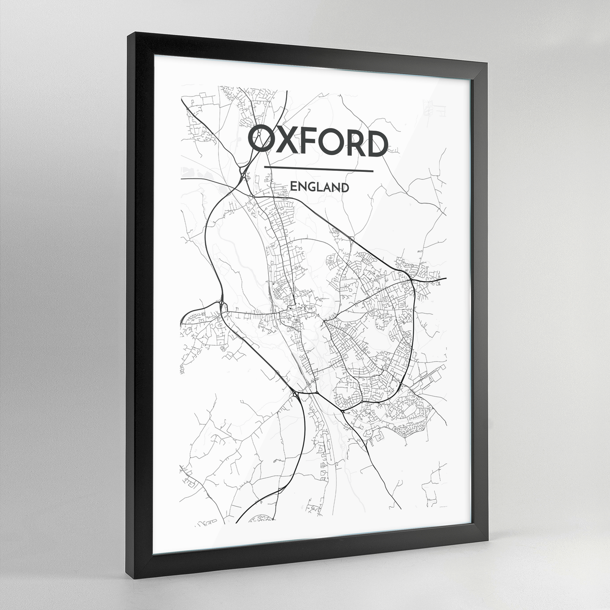 Oxford Map Art Print - Framed