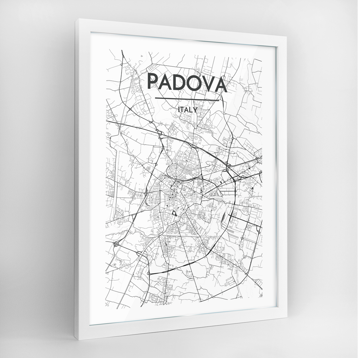 Padova Map Art Print - Framed
