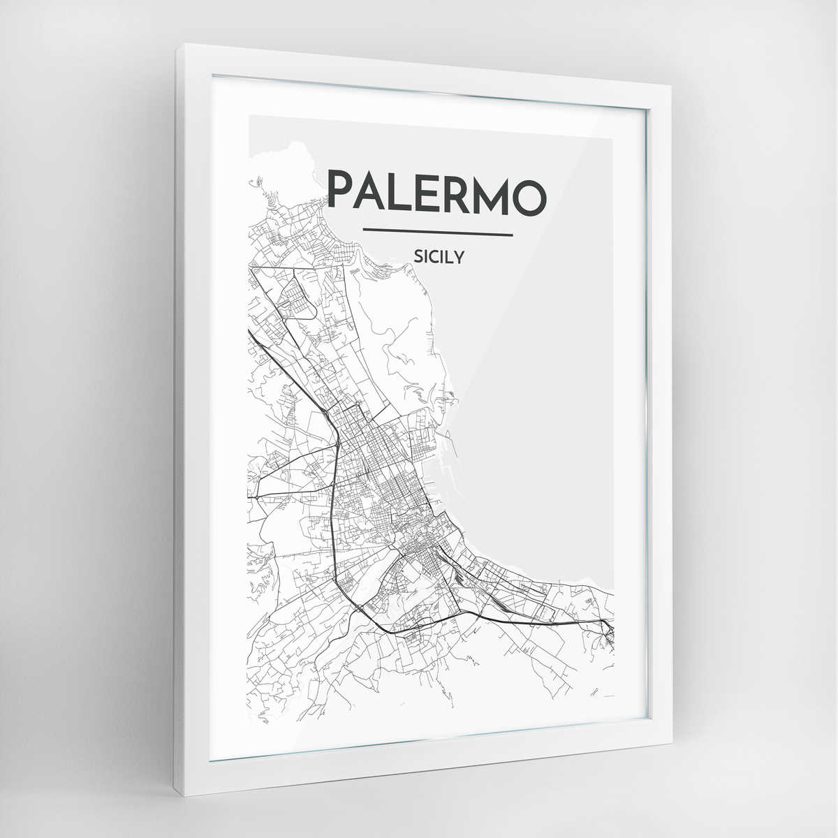 Palermo Map Art Print - Framed