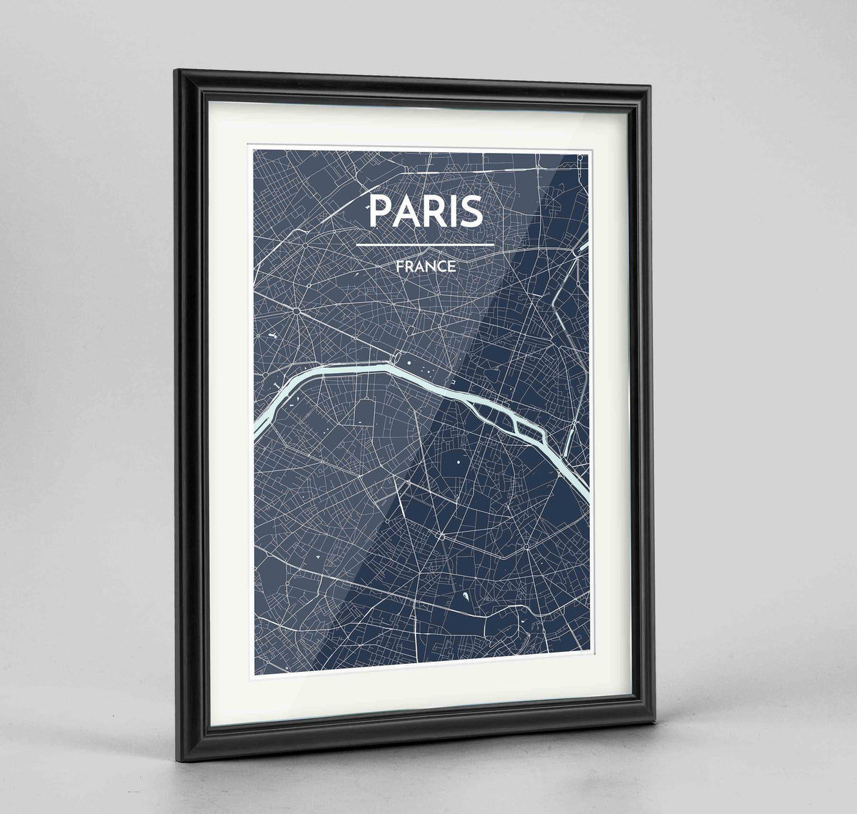 Framed Paris Map Art Print 24x36&quot; Traditional Black frame Point Two Design Group