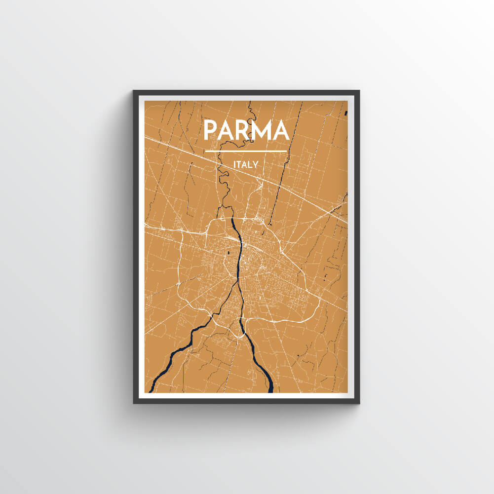Parma City Map Art Print - Point Two Design - Black &amp; White Print