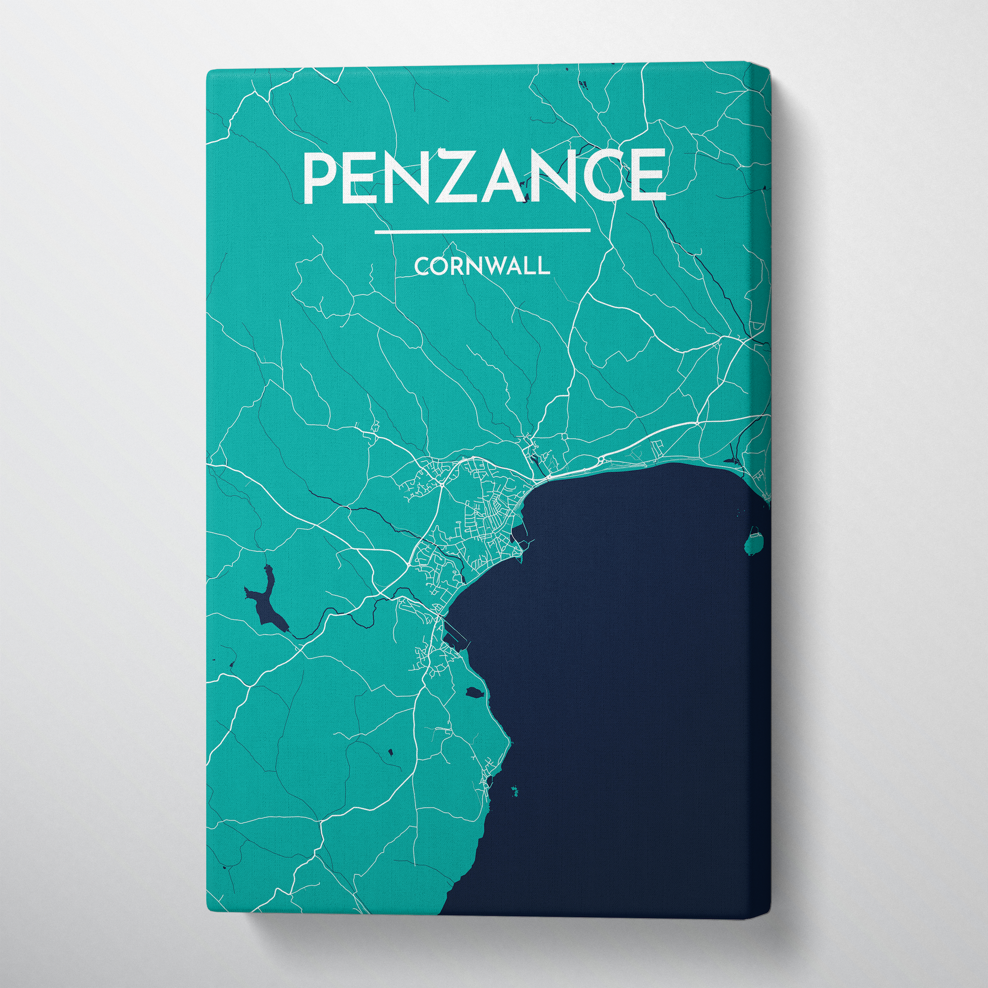 Penzance City Map Canvas Wrap - Point Two Design