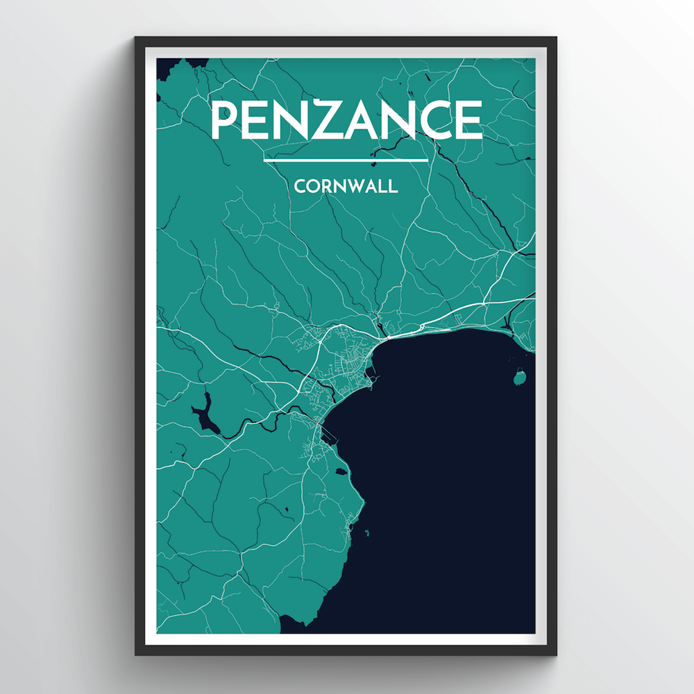 Penzance City Map Art Print - Point Two Design