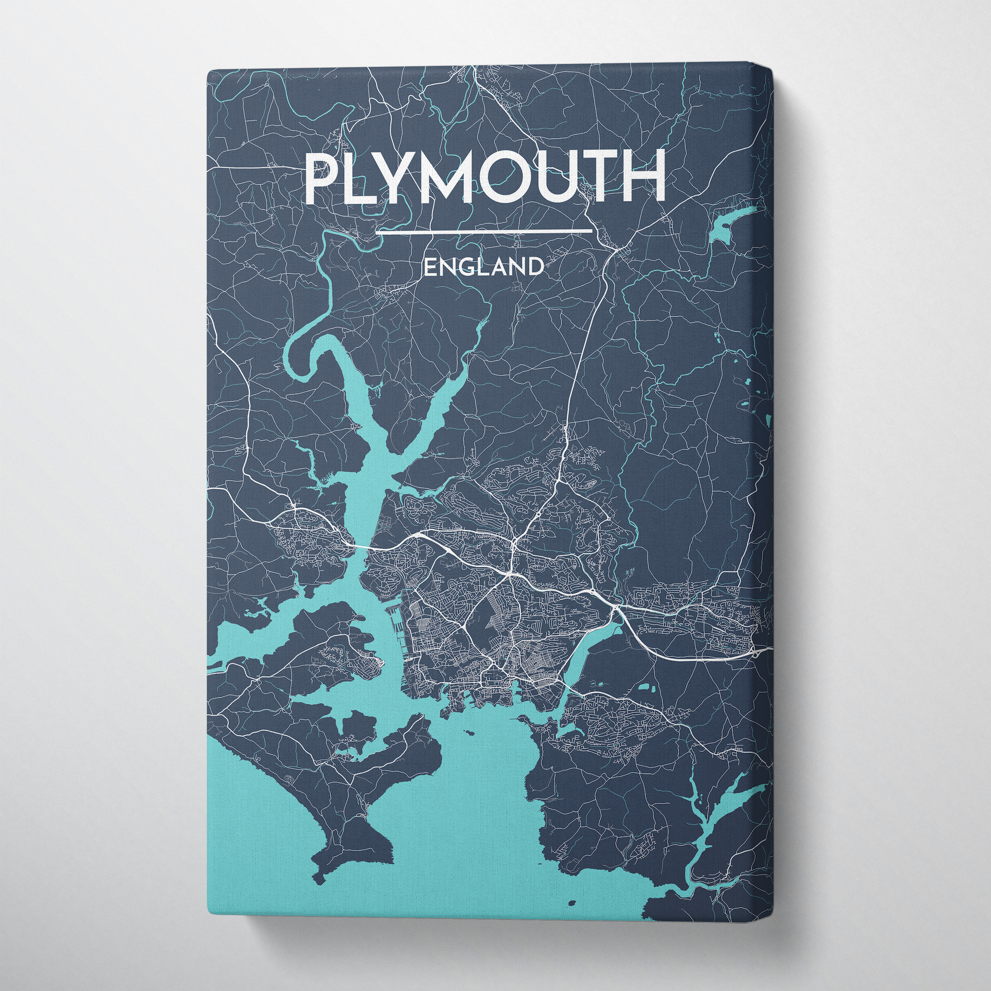 Plymouth City Map Canvas Wrap - Point Two Design
