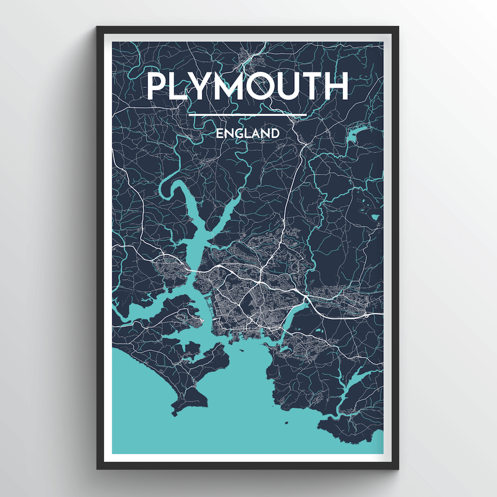 Plymouth City Map Art Print - Point Two Design