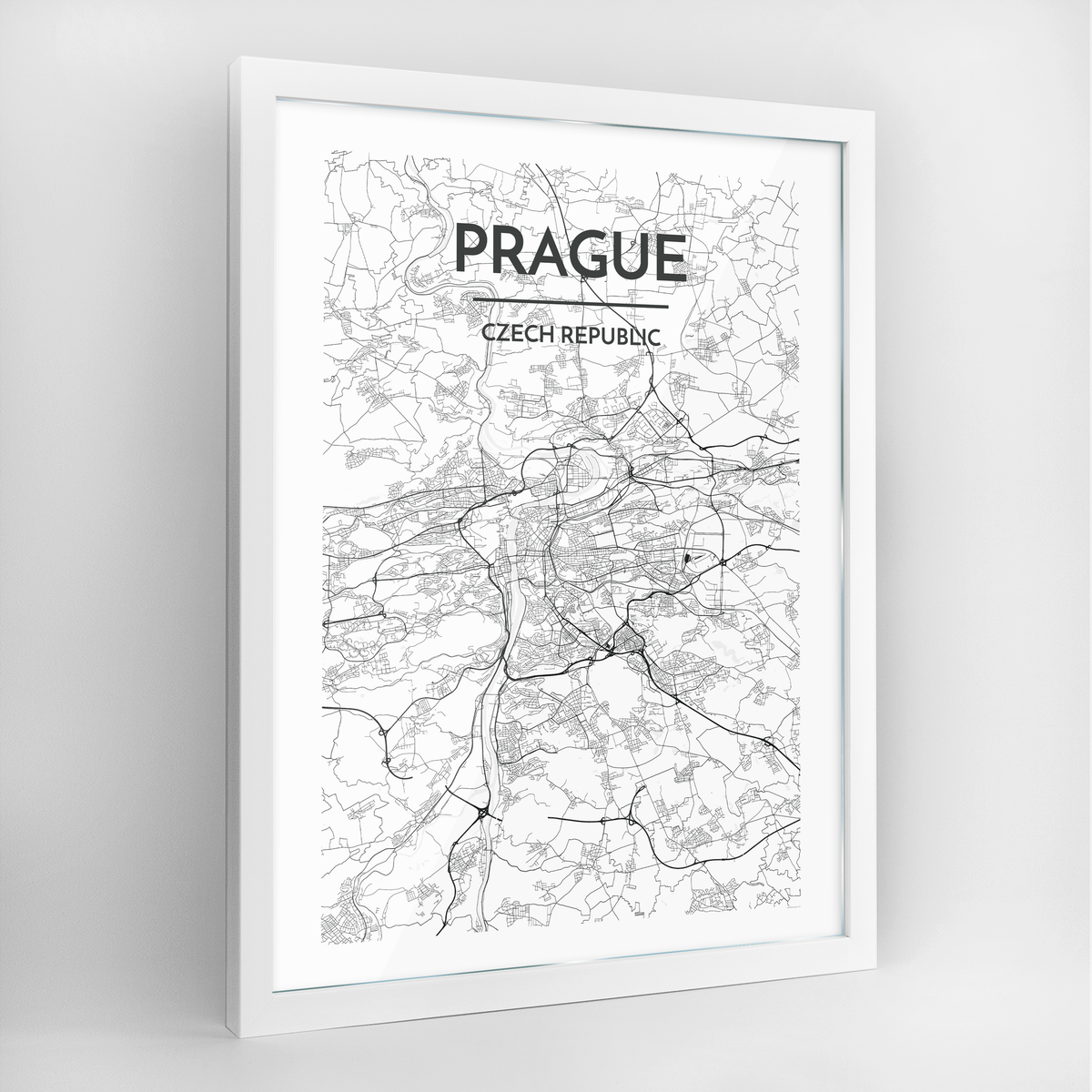 Prague Map Art Print - Framed