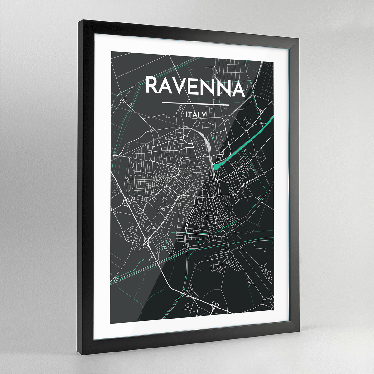 Framed Ravenna City Map Art Print - Point Two Design