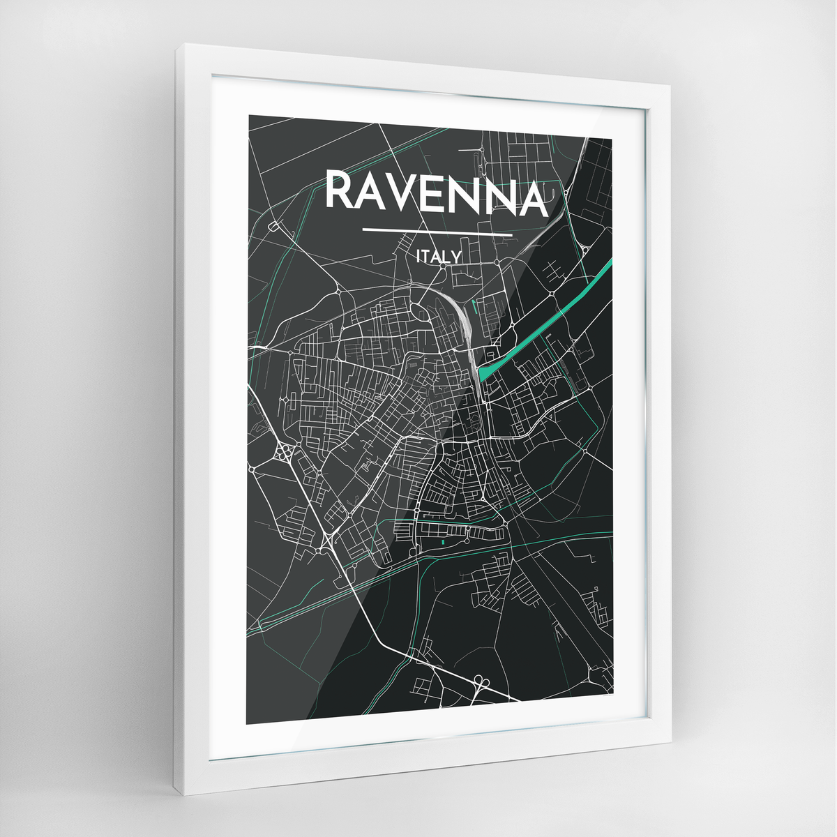 Ravenna Map Art Print - Framed