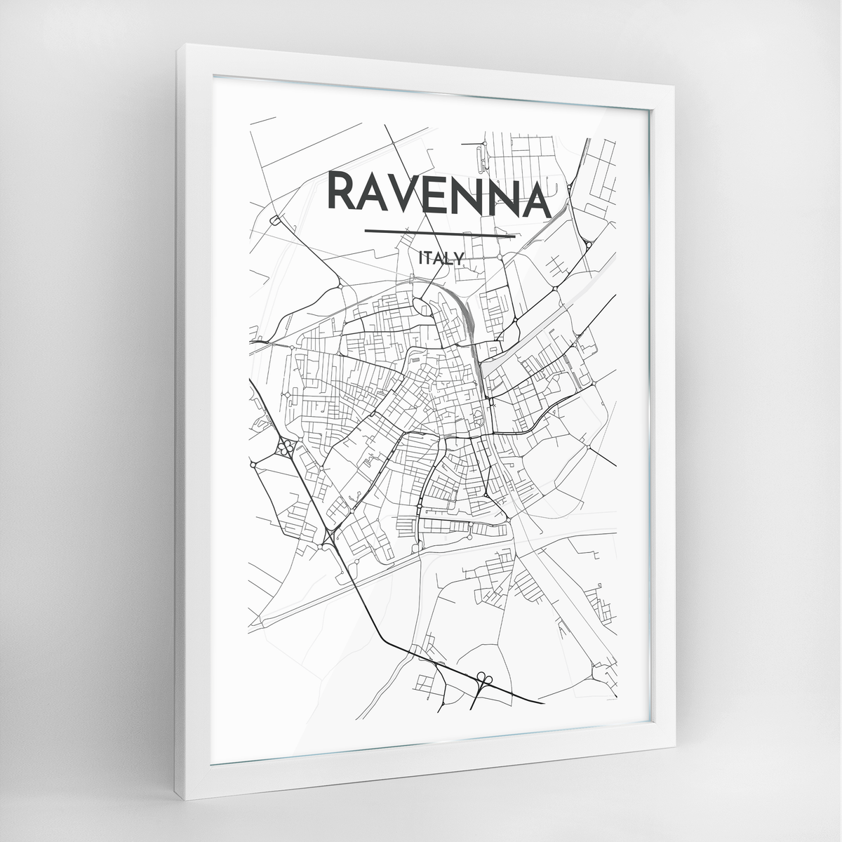 Ravenna Map Art Print - Framed