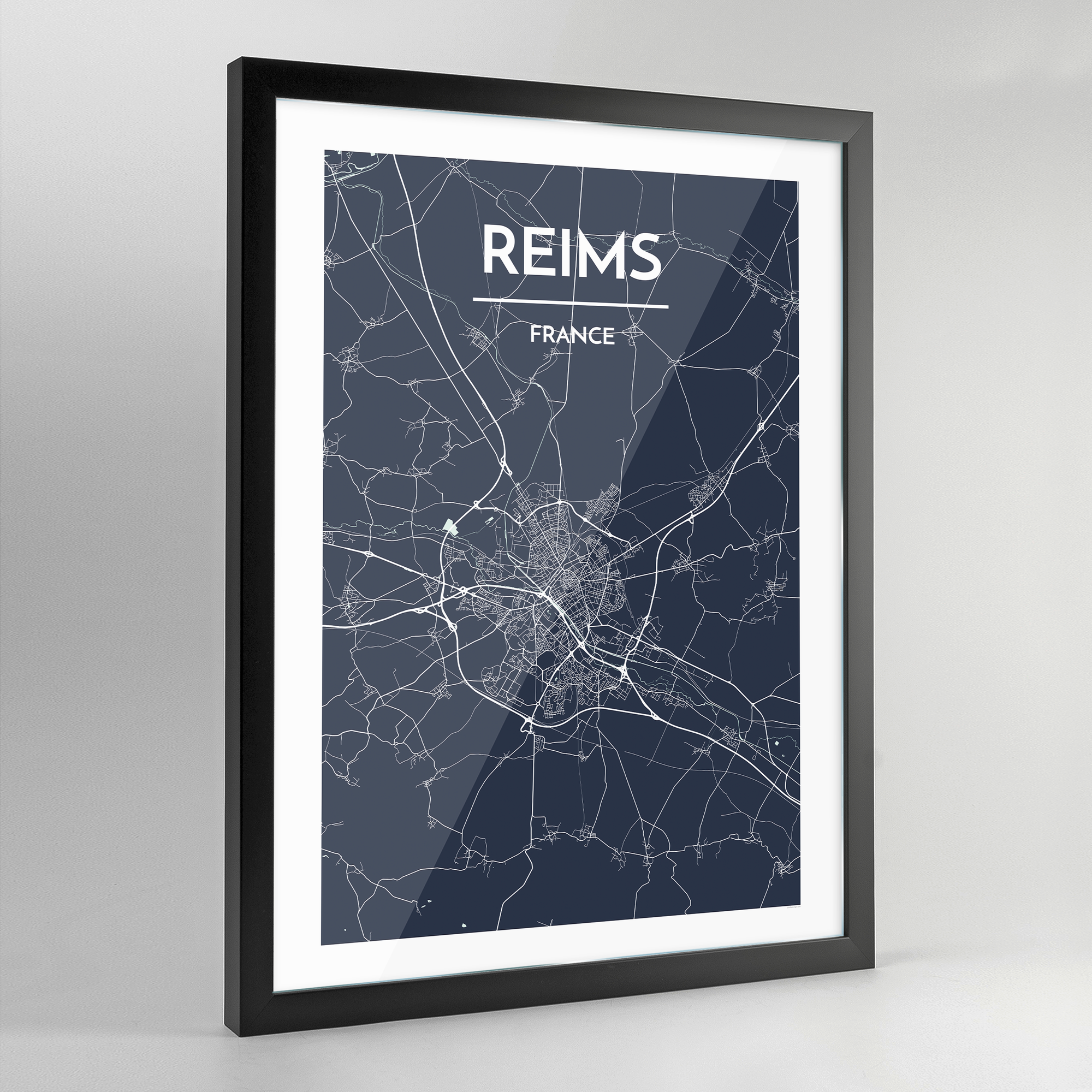 Framed Reims City Map Art Print - Point Two Design