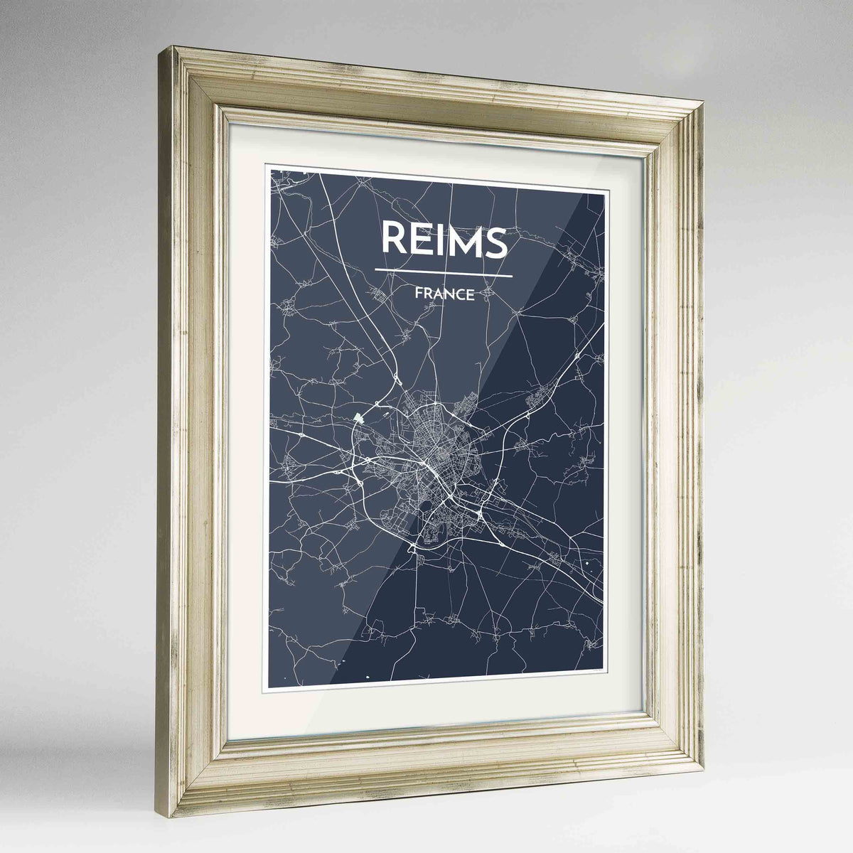 Framed Reims Map Art Print 24x36&quot; Champagne frame Point Two Design Group