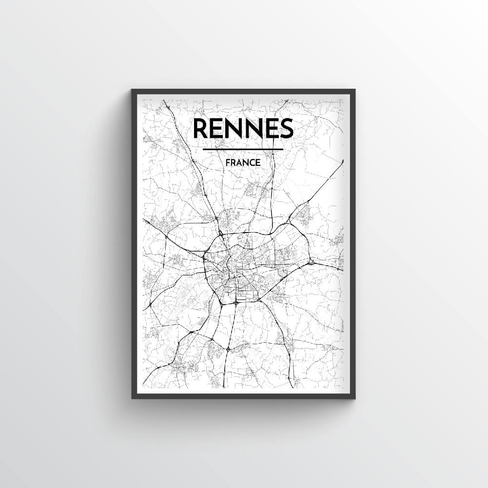 Rennes City Map Art Print - Point Two Design