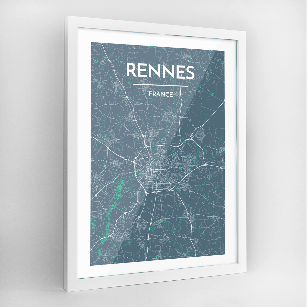 Rennes Map Art Print - Framed