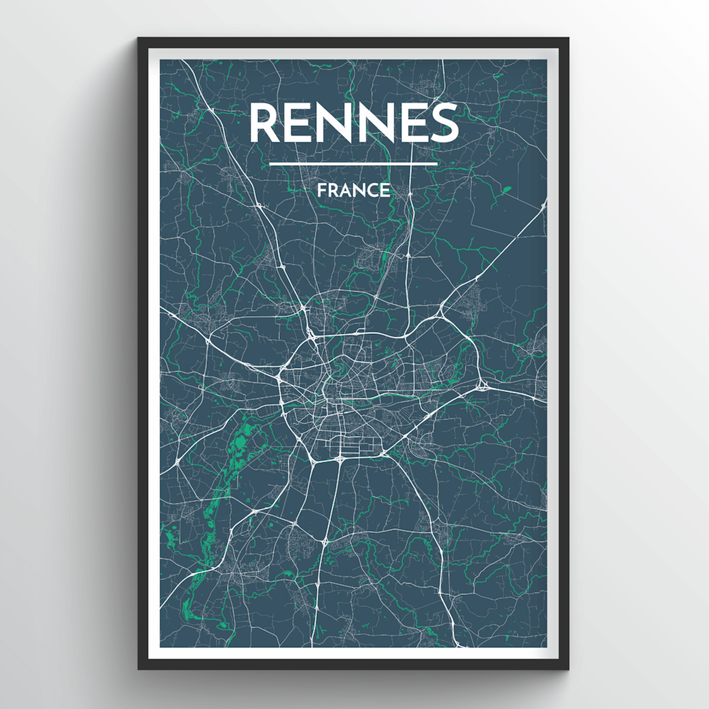 Rennes City Map Art Print - Point Two Design