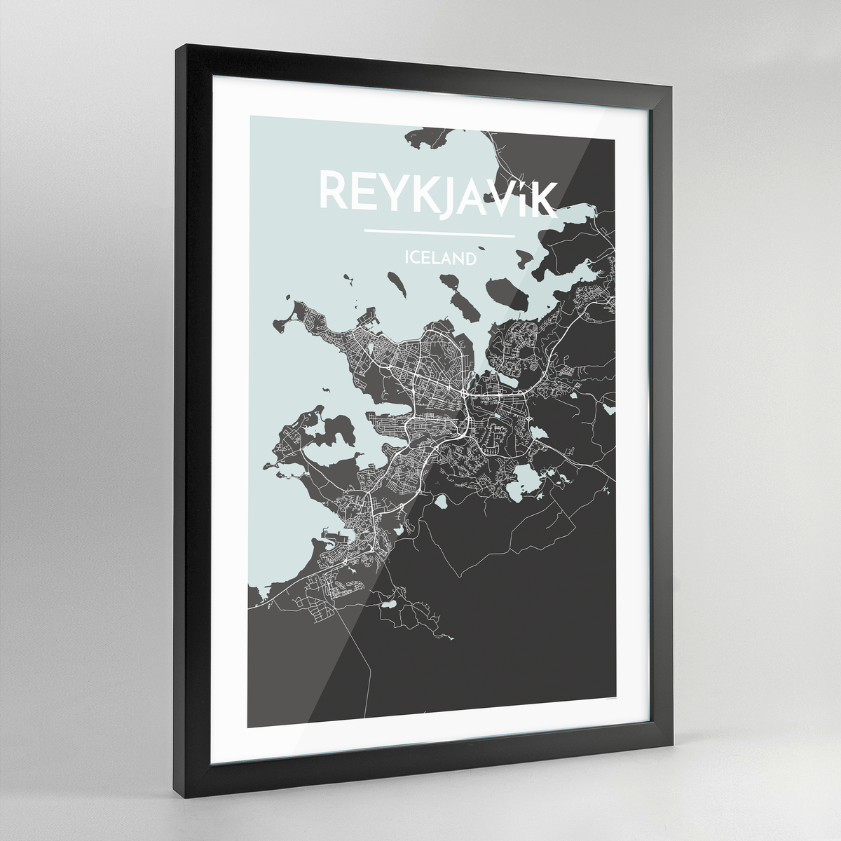 Framed Reykjavik City Map Art Print - Point Two Design