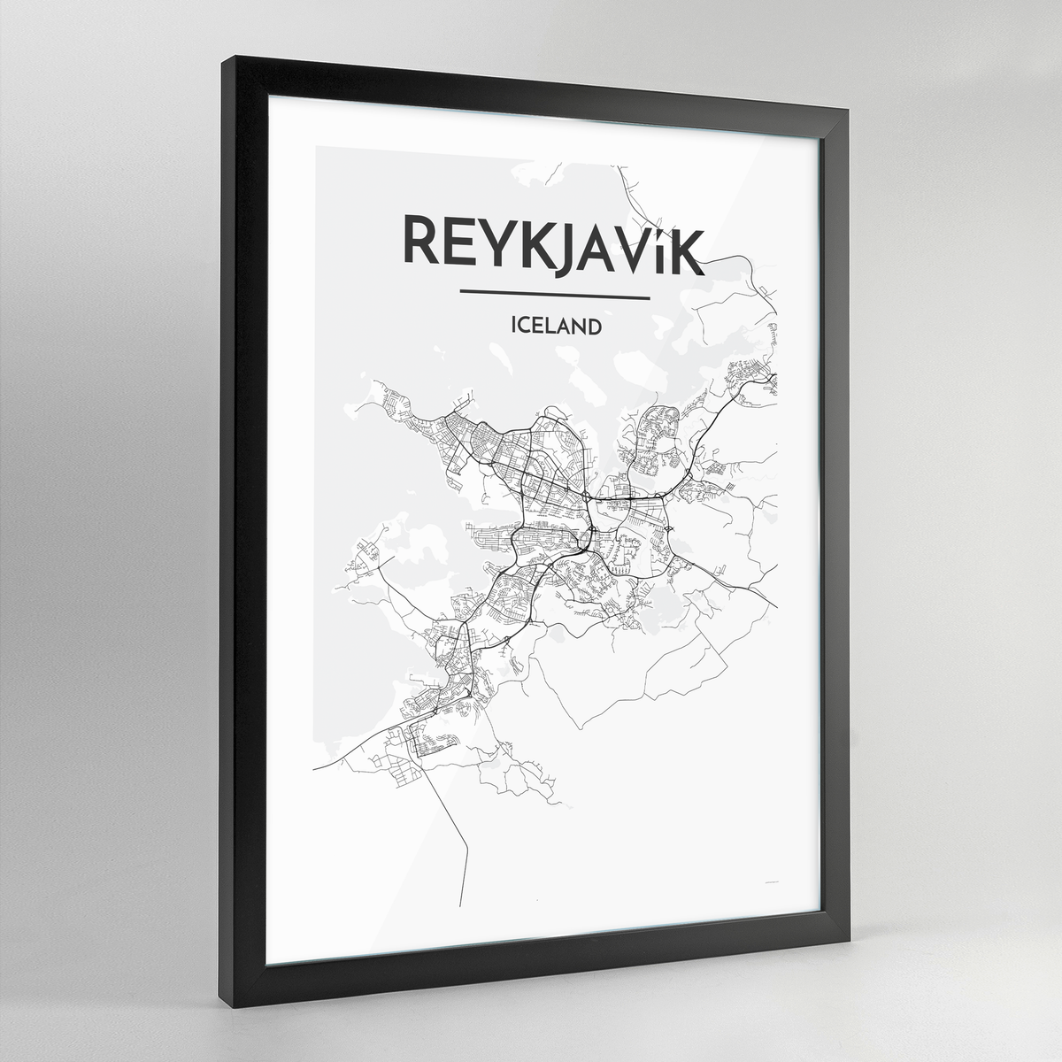 Reykjavik Map Art Print - Framed