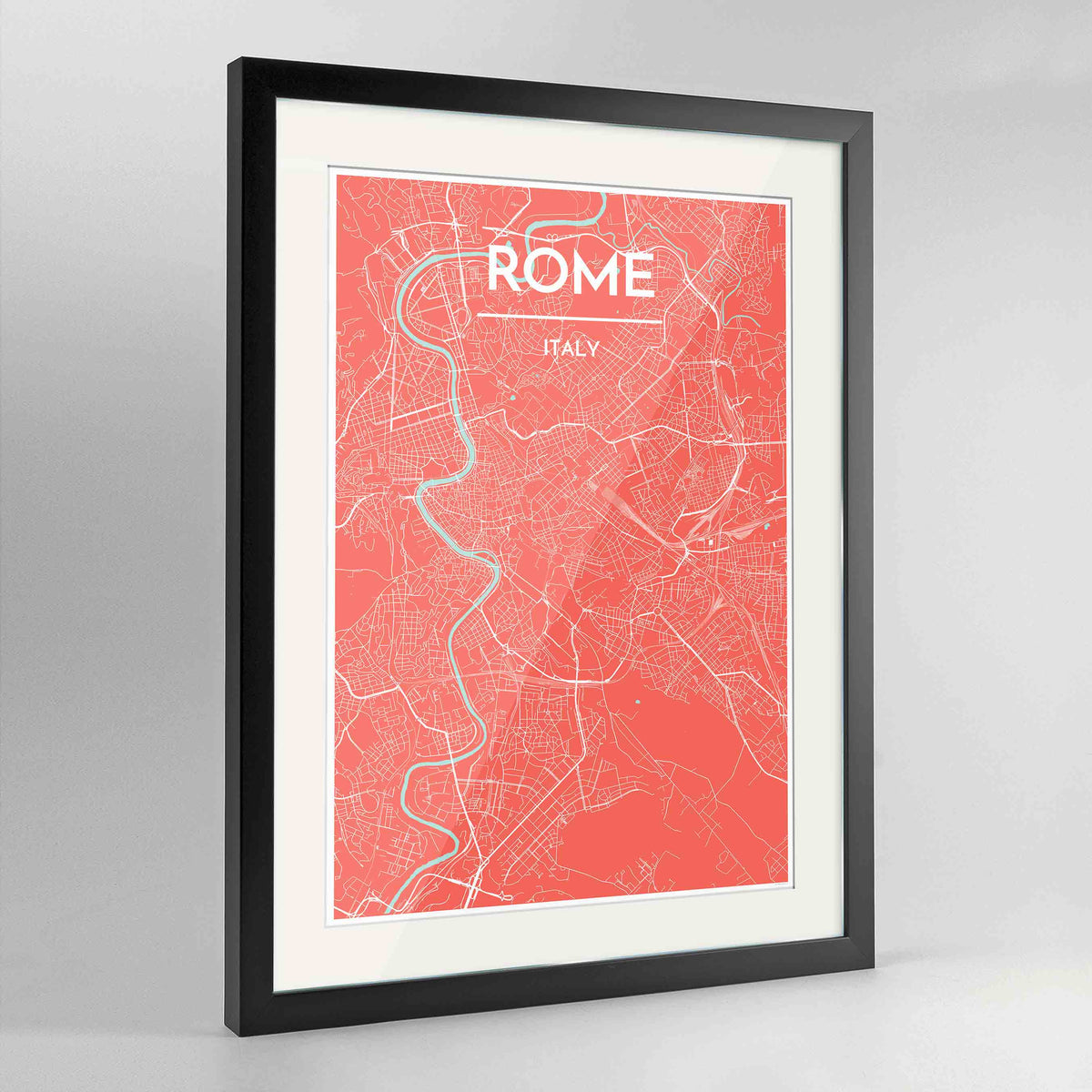 Framed Rome City Map 24x36&quot; Contemporary Black frame Point Two Design Group