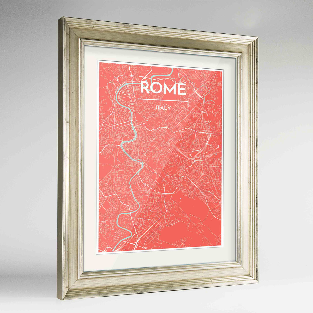 Framed Rome City Map 24x36&quot; Champagne frame Point Two Design Group