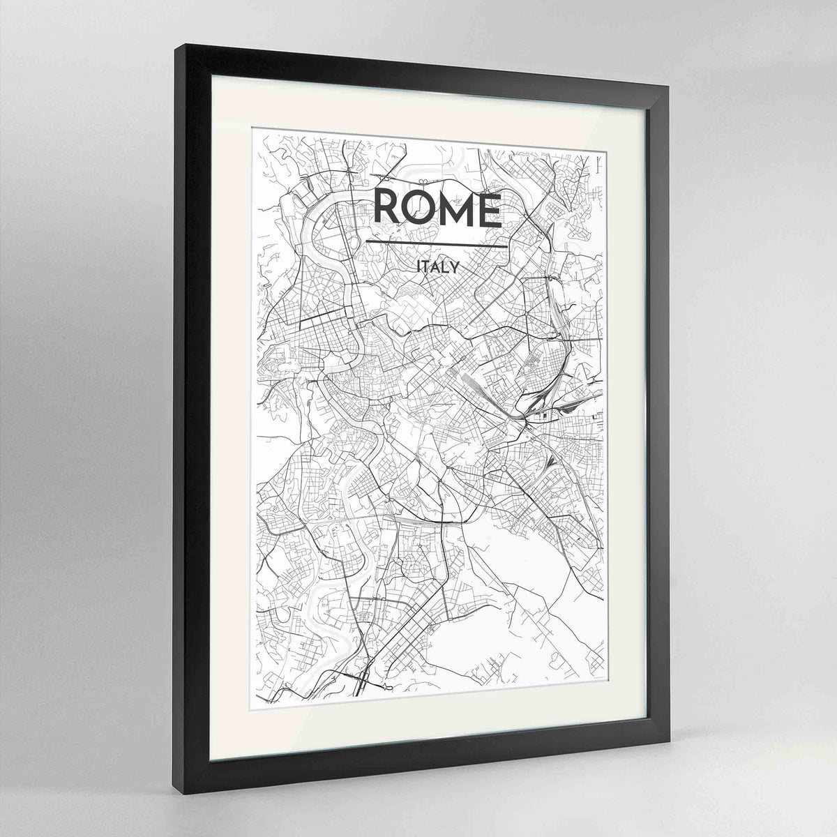 Framed Rome City Map 24x36&quot; Contemporary Black frame Point Two Design Group