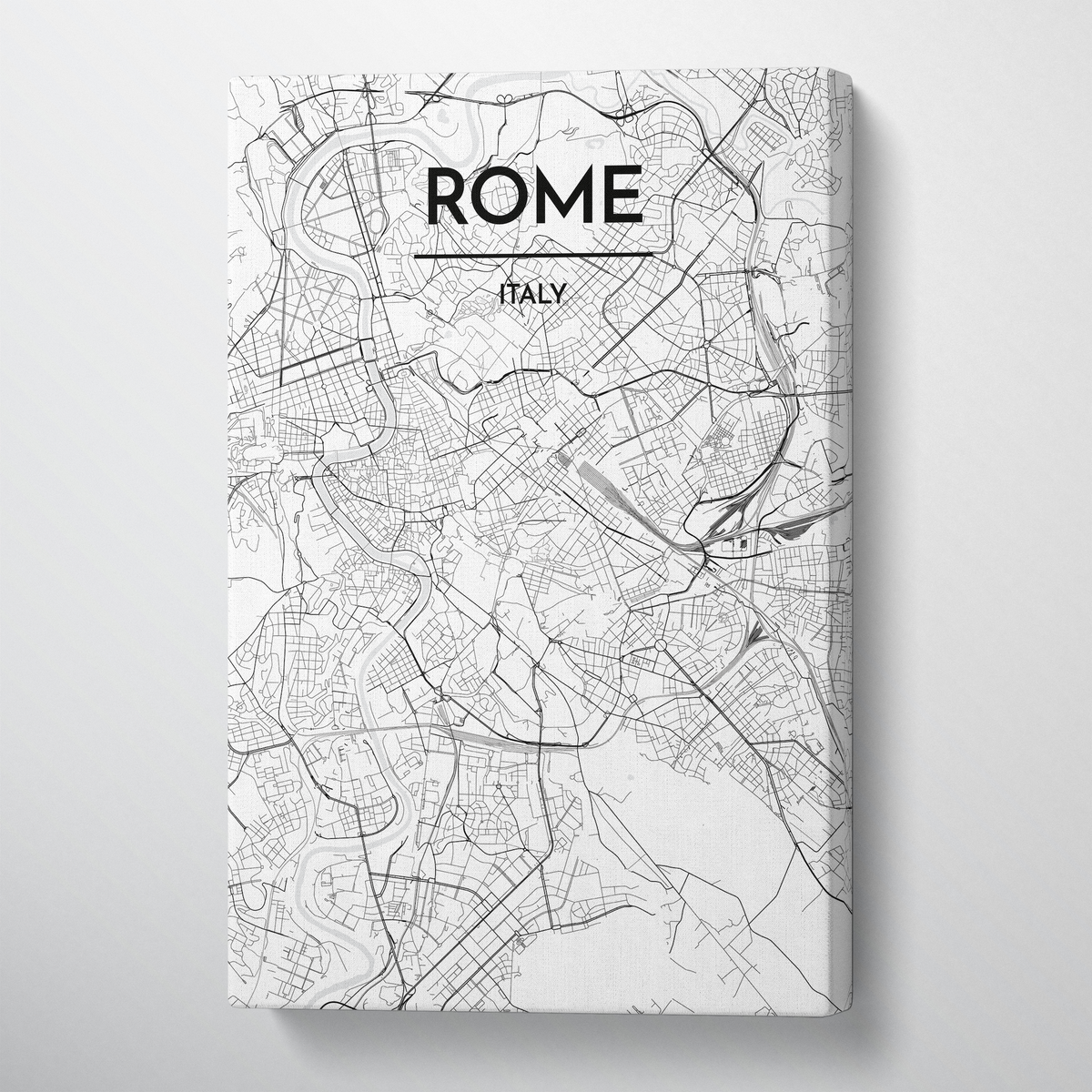 Rome City Map Canvas Wrap - Point Two Design - Black &amp; White Print