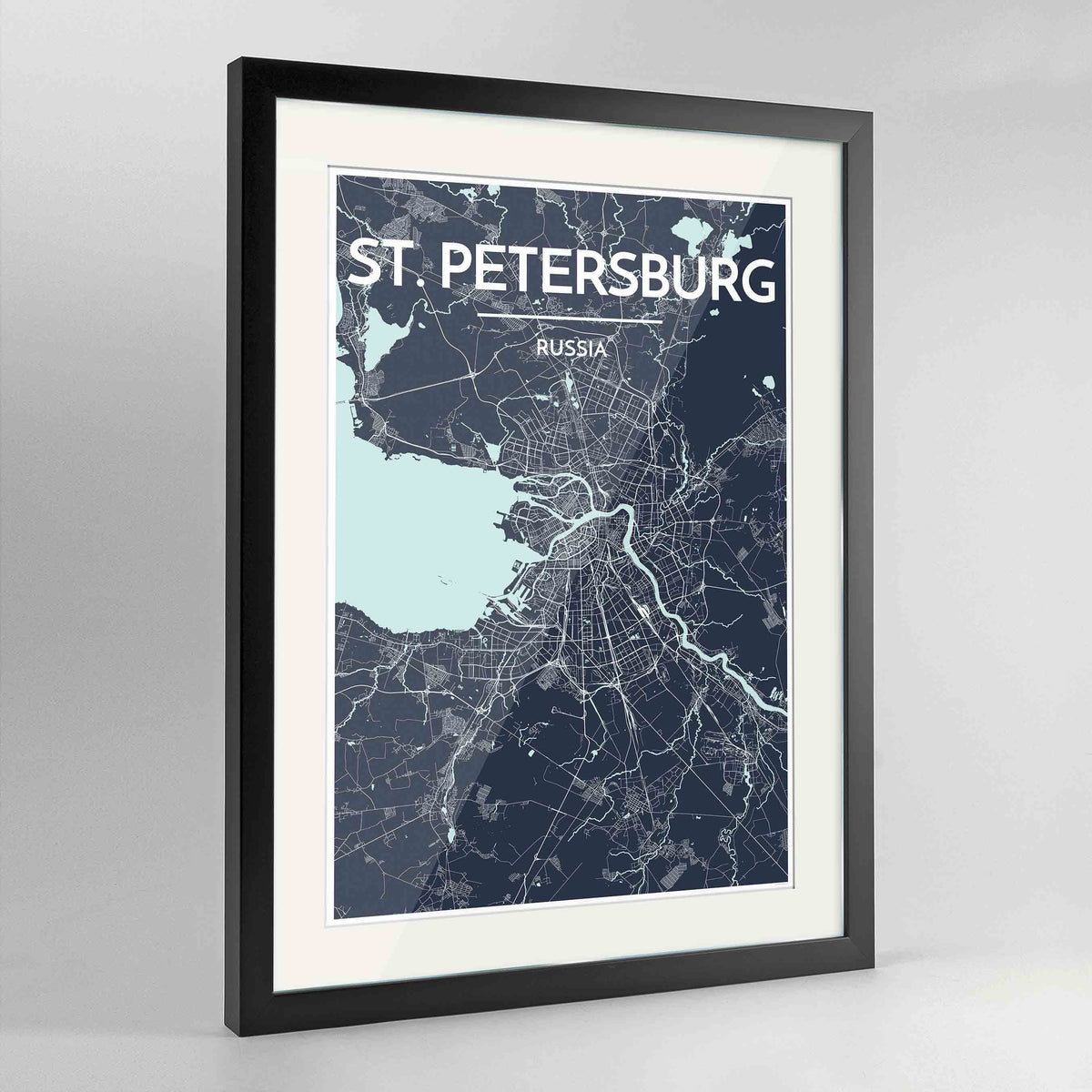 Framed St Petersburg 24x36&quot; Contemporary Black frame Point Two Design Group