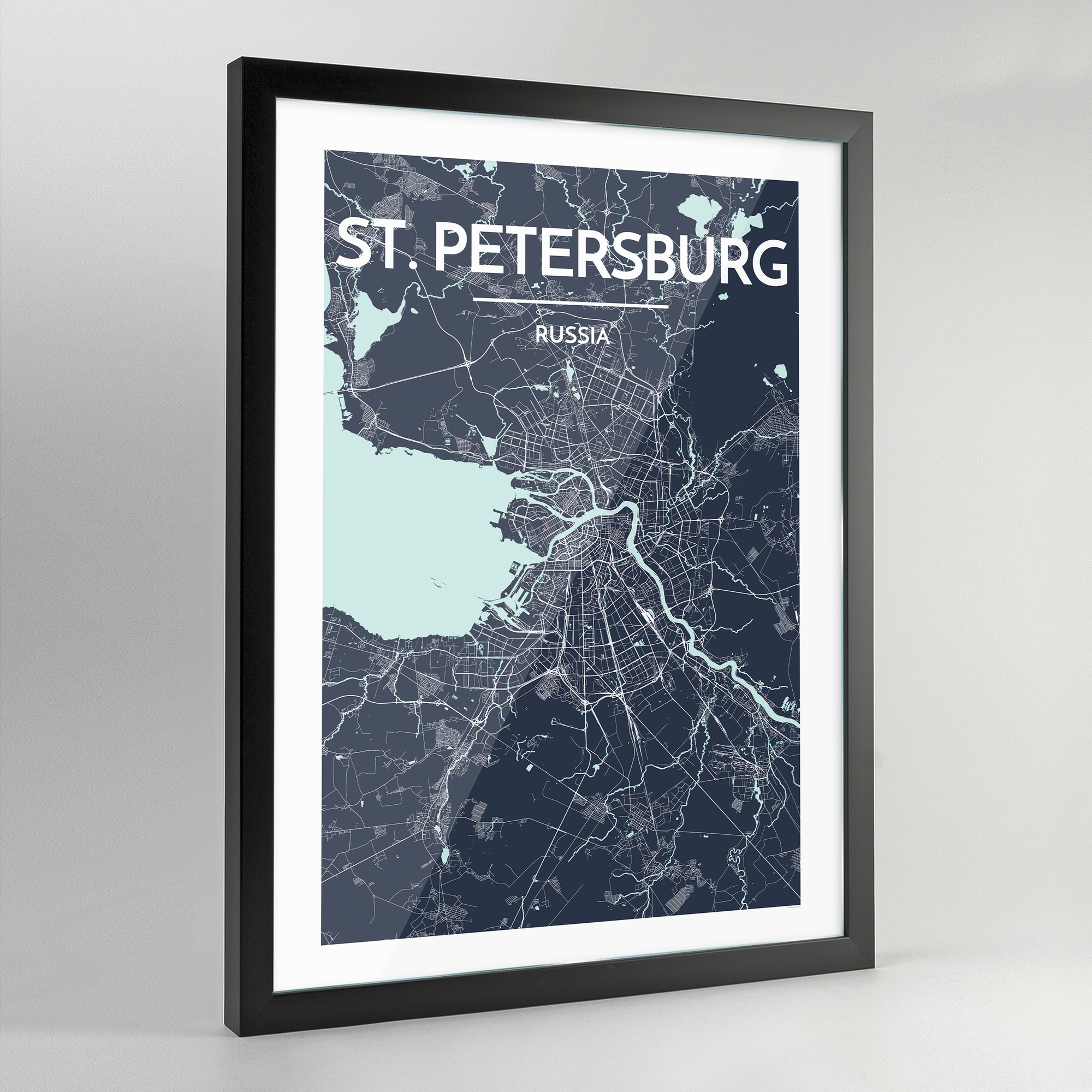 Framed St Petersburg City Map Art Print - Point Two Design