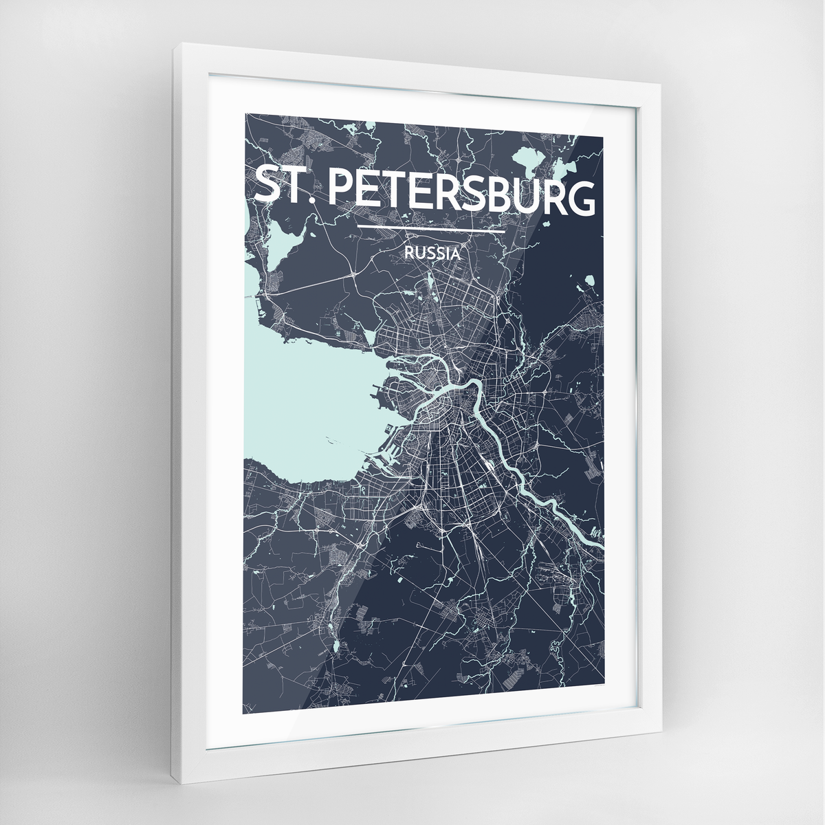 St Petersburg Map Art Print - Framed