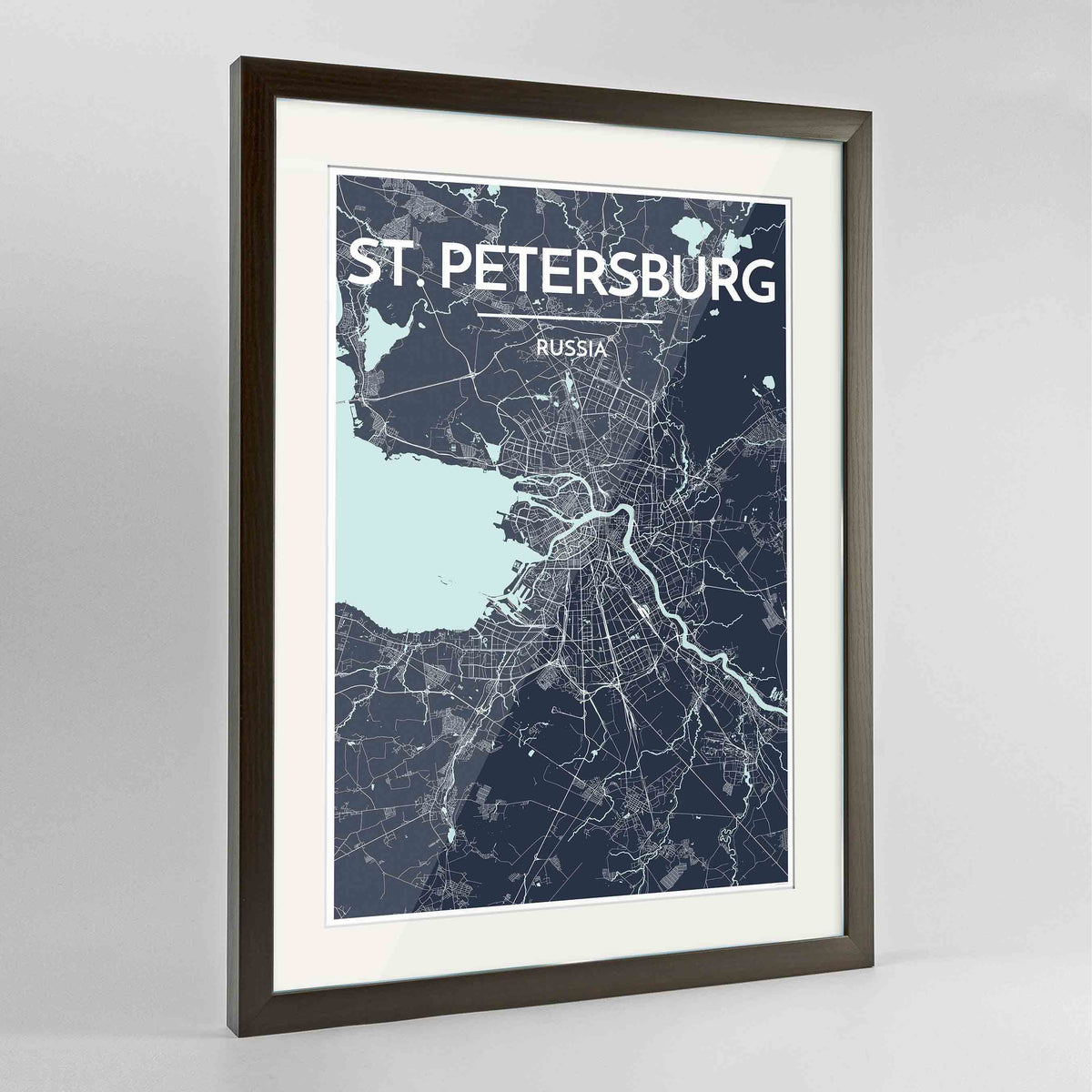 Framed St Petersburg 24x36&quot; Contemporary Walnut frame Point Two Design Group