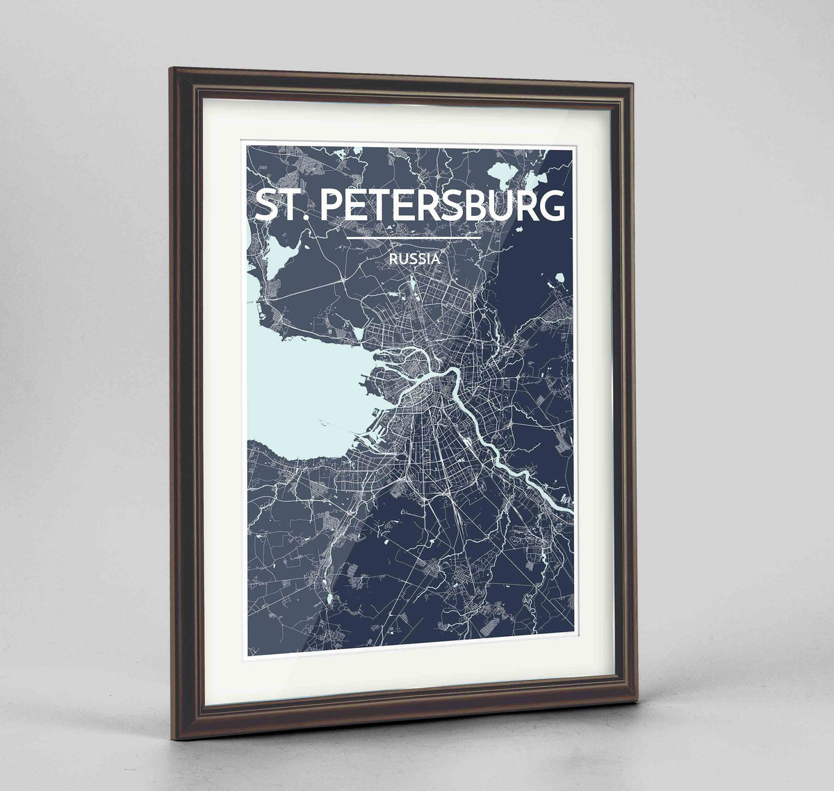 Framed St Petersburg 24x36&quot; Traditional Walnut frame Point Two Design Group