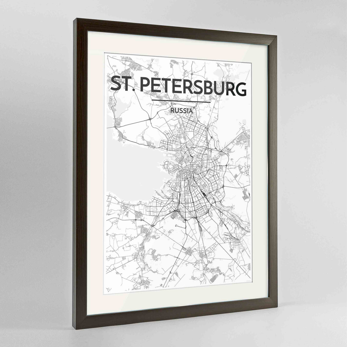Framed St Petersburg 24x36&quot; Contemporary Walnut frame Point Two Design Group