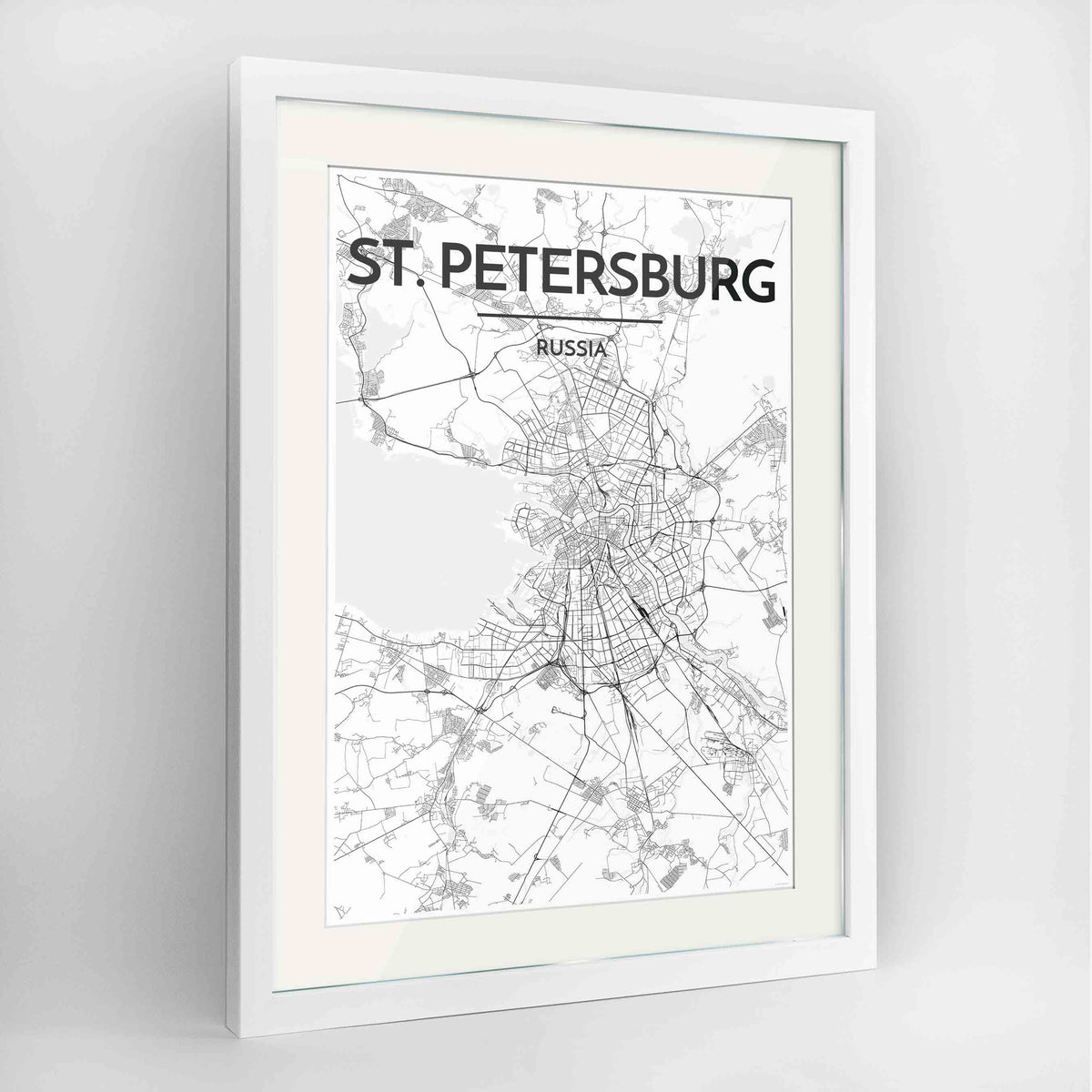 Framed St Petersburg 24x36&quot; Contemporary White frame Point Two Design Group