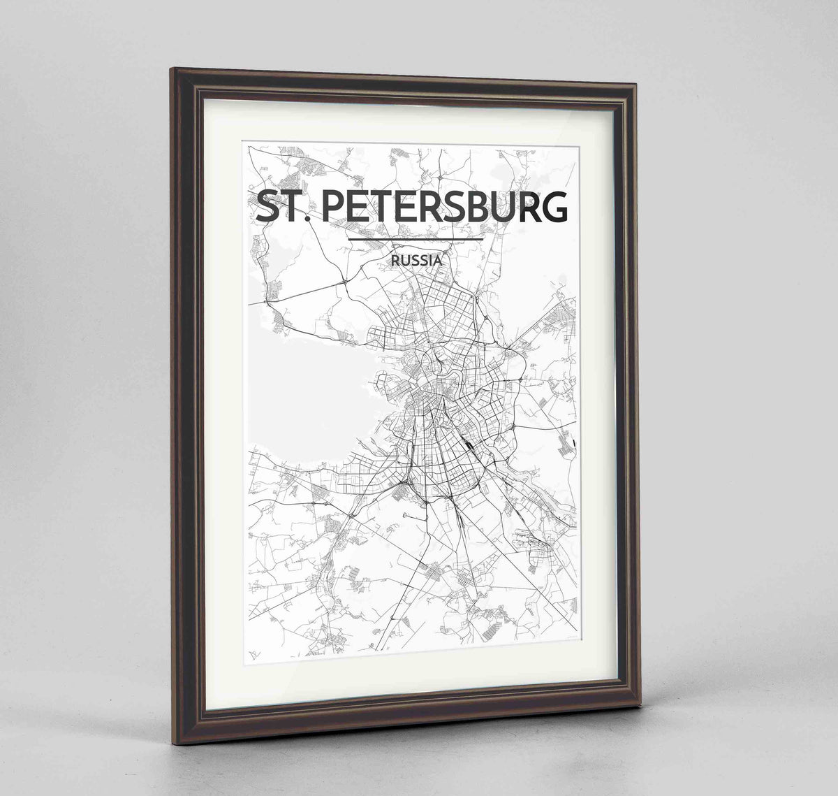 Framed St Petersburg 24x36&quot; Traditional Walnut frame Point Two Design Group