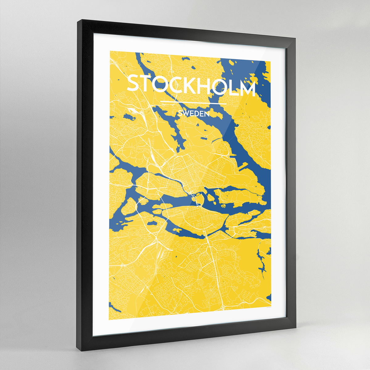 Framed Stockholm City Map Art Print - Point Two Design
