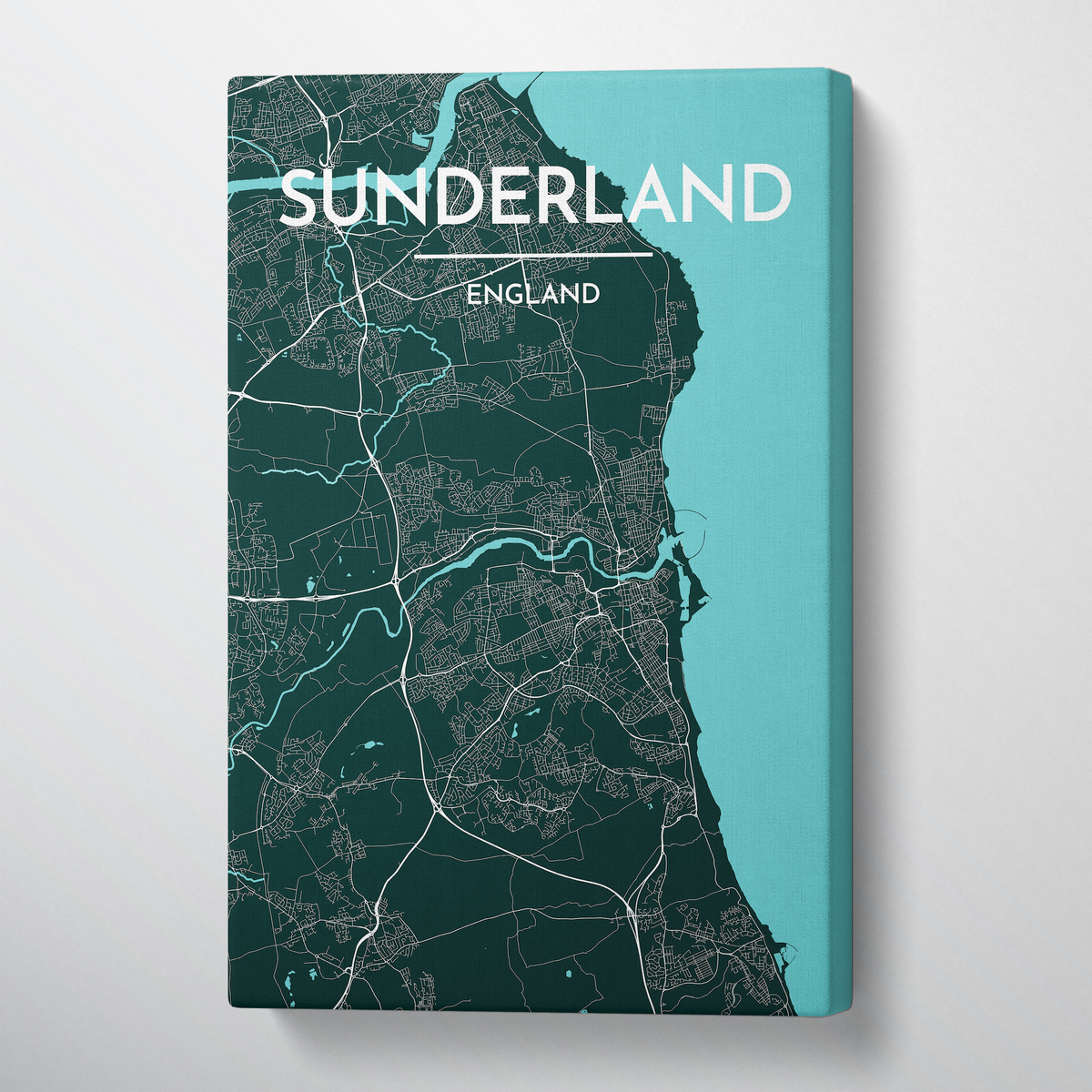 Sunderland City Map Canvas Wrap - Point Two Design