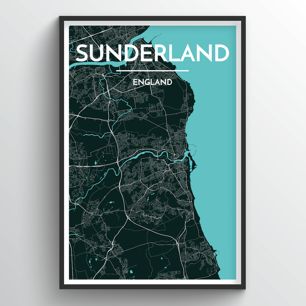 Sunderland City Map Art Print - Point Two Design