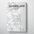 Sunderland City Map Canvas Wrap - Point Two Design - Black & White Print