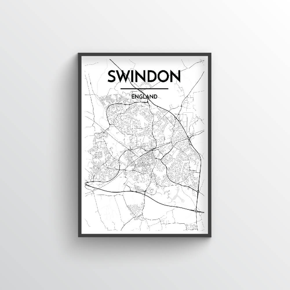 Swindon City Map Art Print - Point Two Design