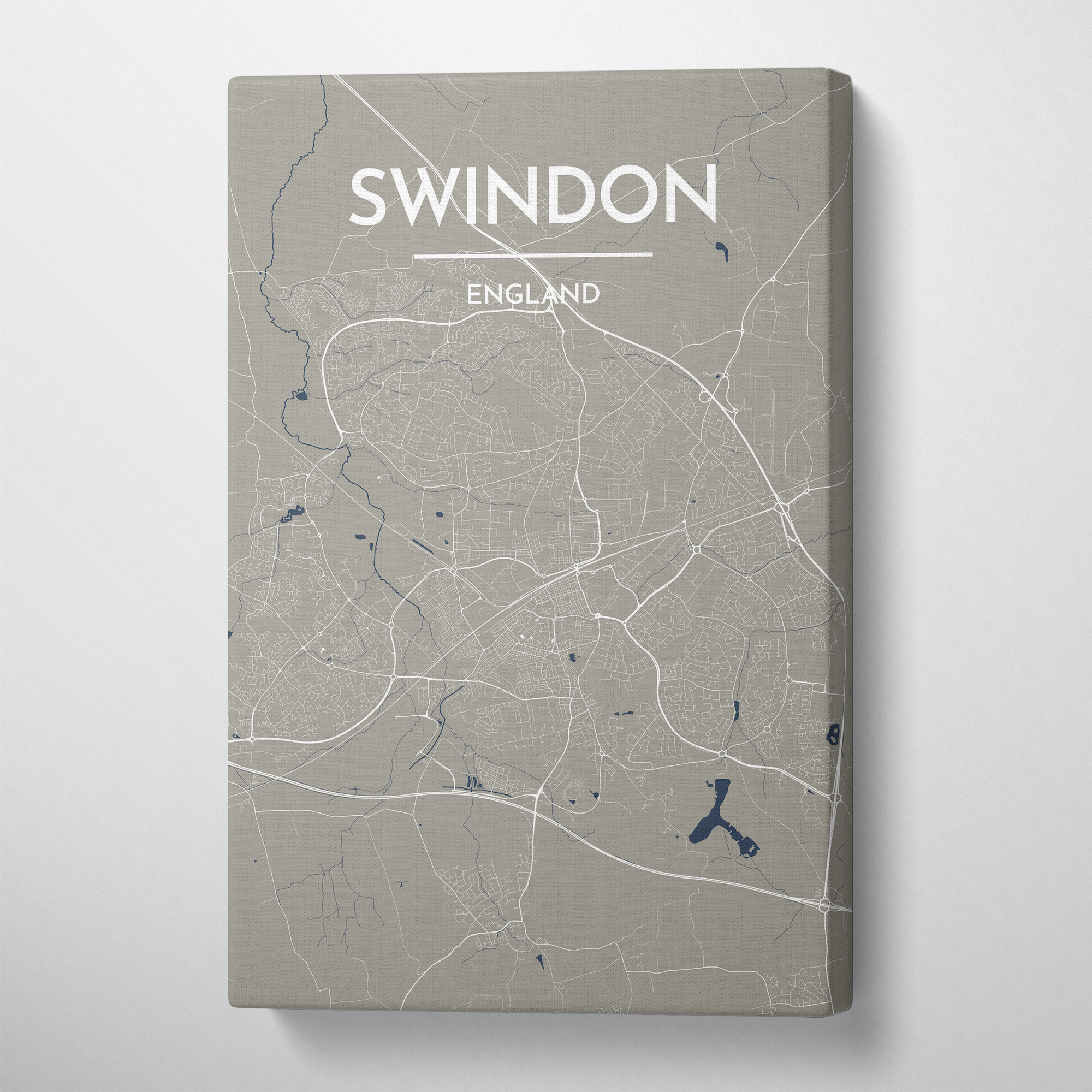 Swindon City Map Canvas Wrap - Point Two Design