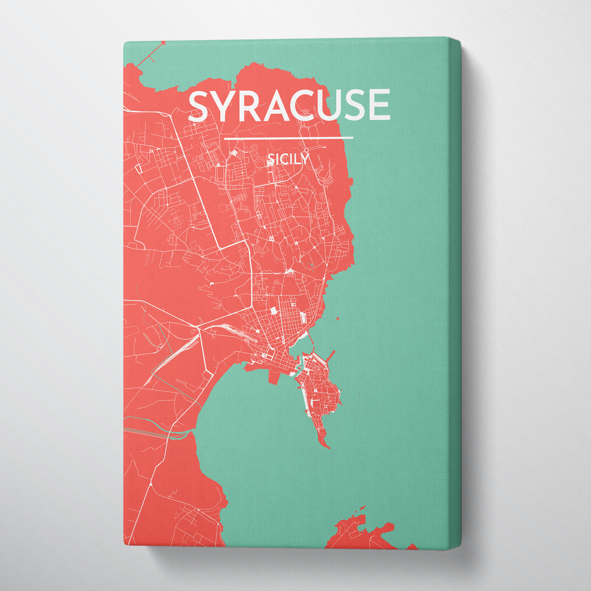 Syracuse City Map Canvas Wrap - Point Two Design