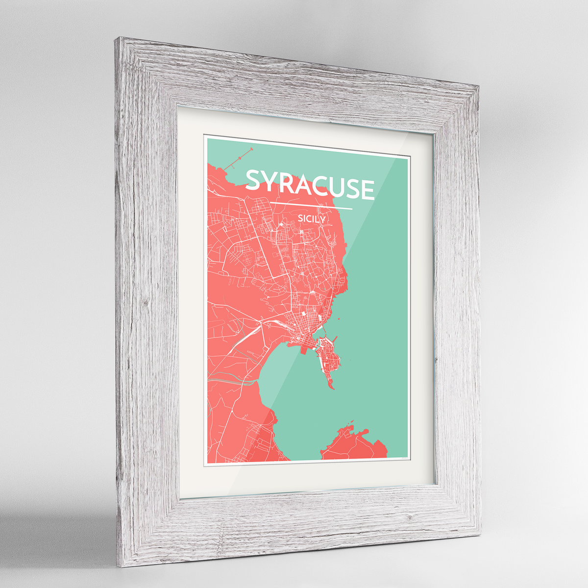 Syracuse Map Art Print - Framed